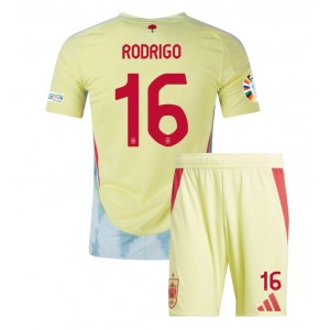 Fotbalové Dres Španělsko Rodri Hernandez #16 Dětské Venkovní Oblečení ME 2024 Krátký Rukáv (+ trenýrky)
